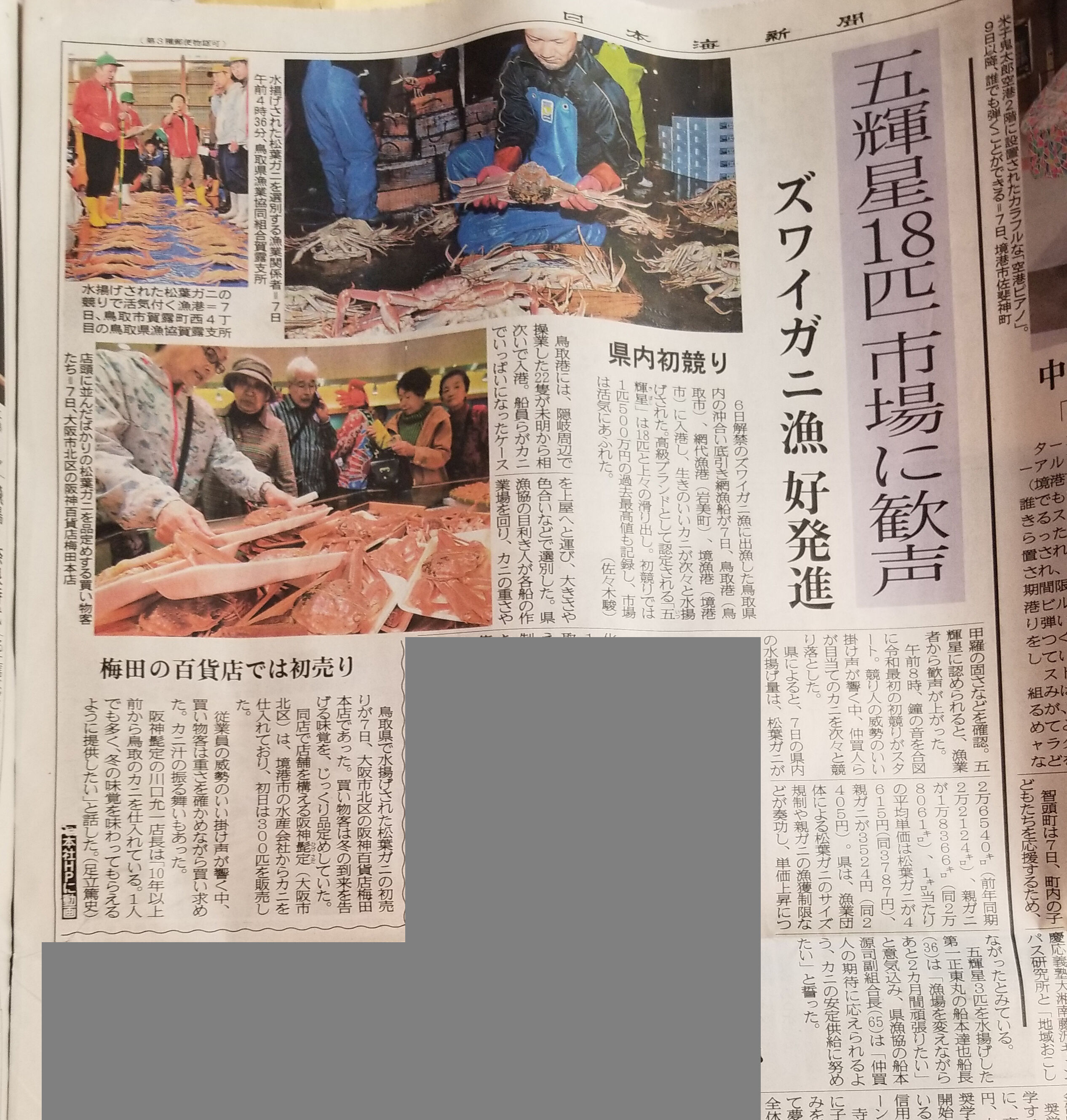 蟹取県境蟹港19 ズワイガニシーズン本殻始動 水木しげるロード 妖怪神社スタッフのブログ 蟹取県境蟹港19 ズワイガニシーズン本殻始動 水木しげるロード 妖怪神社スタッフのブログ