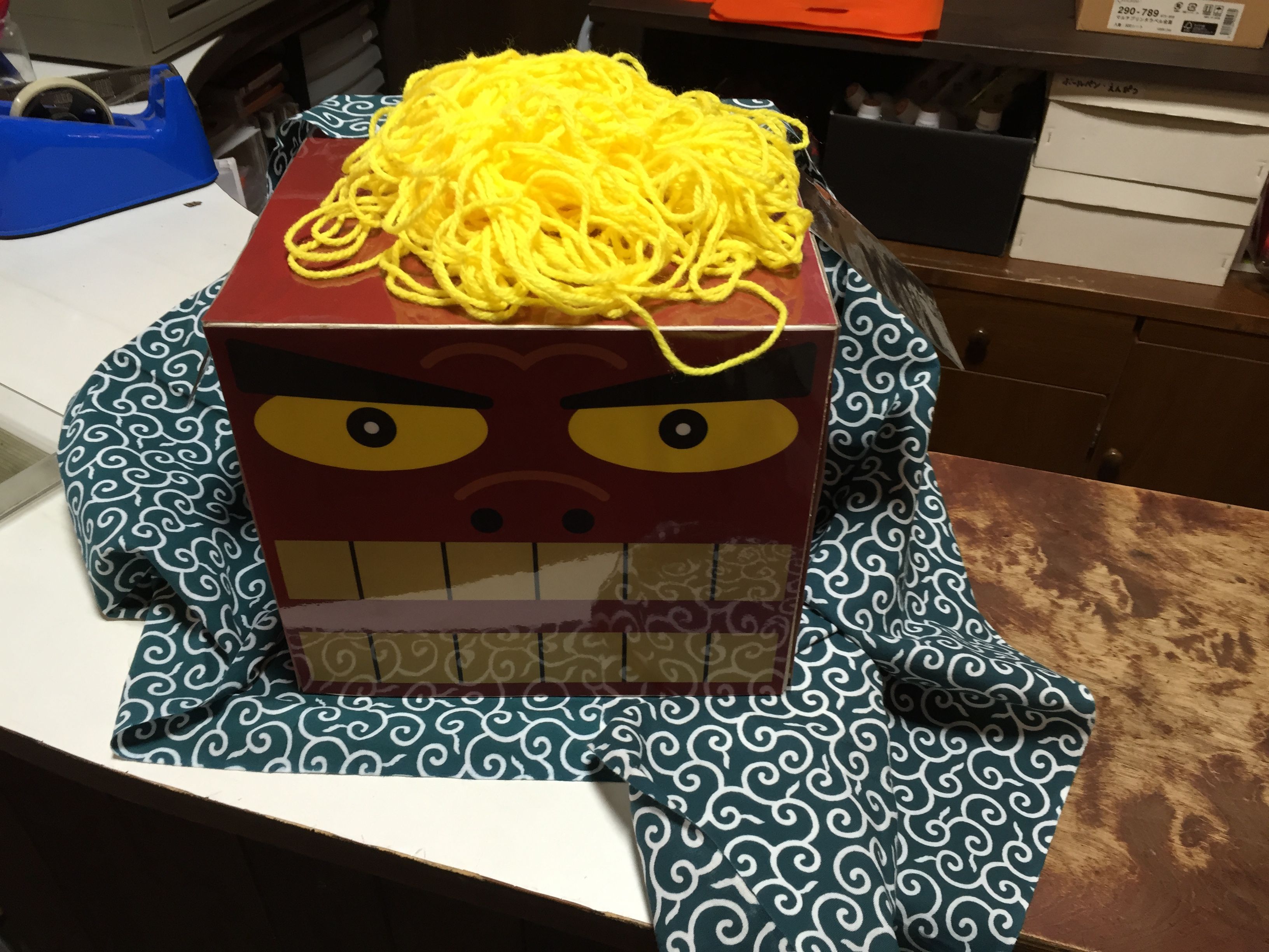 Diy 獅子頭 舞 をダンボールで作ってみた 水木しげるロード 妖怪神社スタッフのブログ