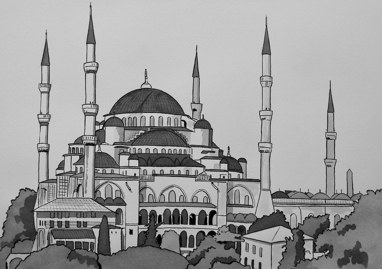 イスタンブール歴史地区 スルタンアフメト モスク トルコ 筆ペンで描く日々