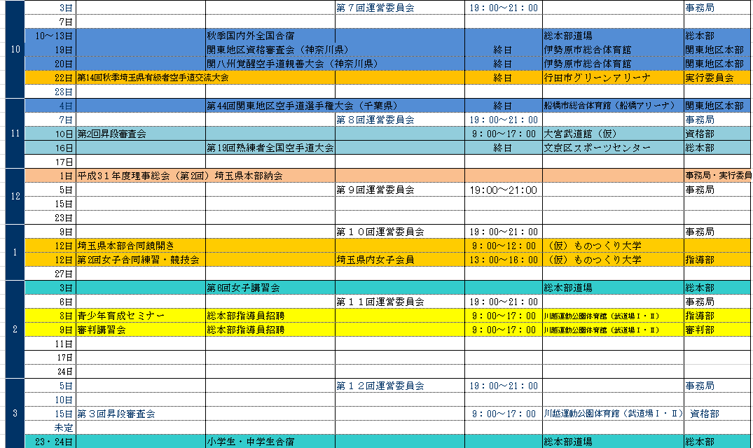 平成31年度年間計画表 揚志会スケジュール 平成31年度年間計画表 揚志会スケジュール