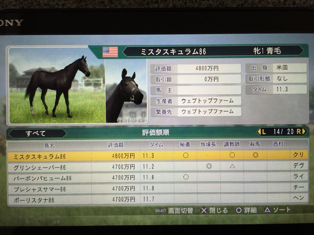 15年02月09日 青毛牧場 ウイニングポスト8