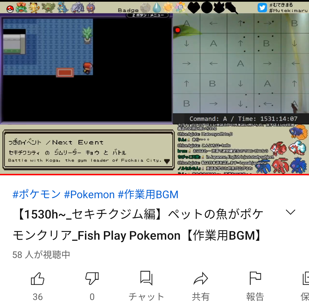 かつて同接1万以上だったむてきまる 魚がポケモンをクリアする配信 の現在がこちらｗｗｗｗ