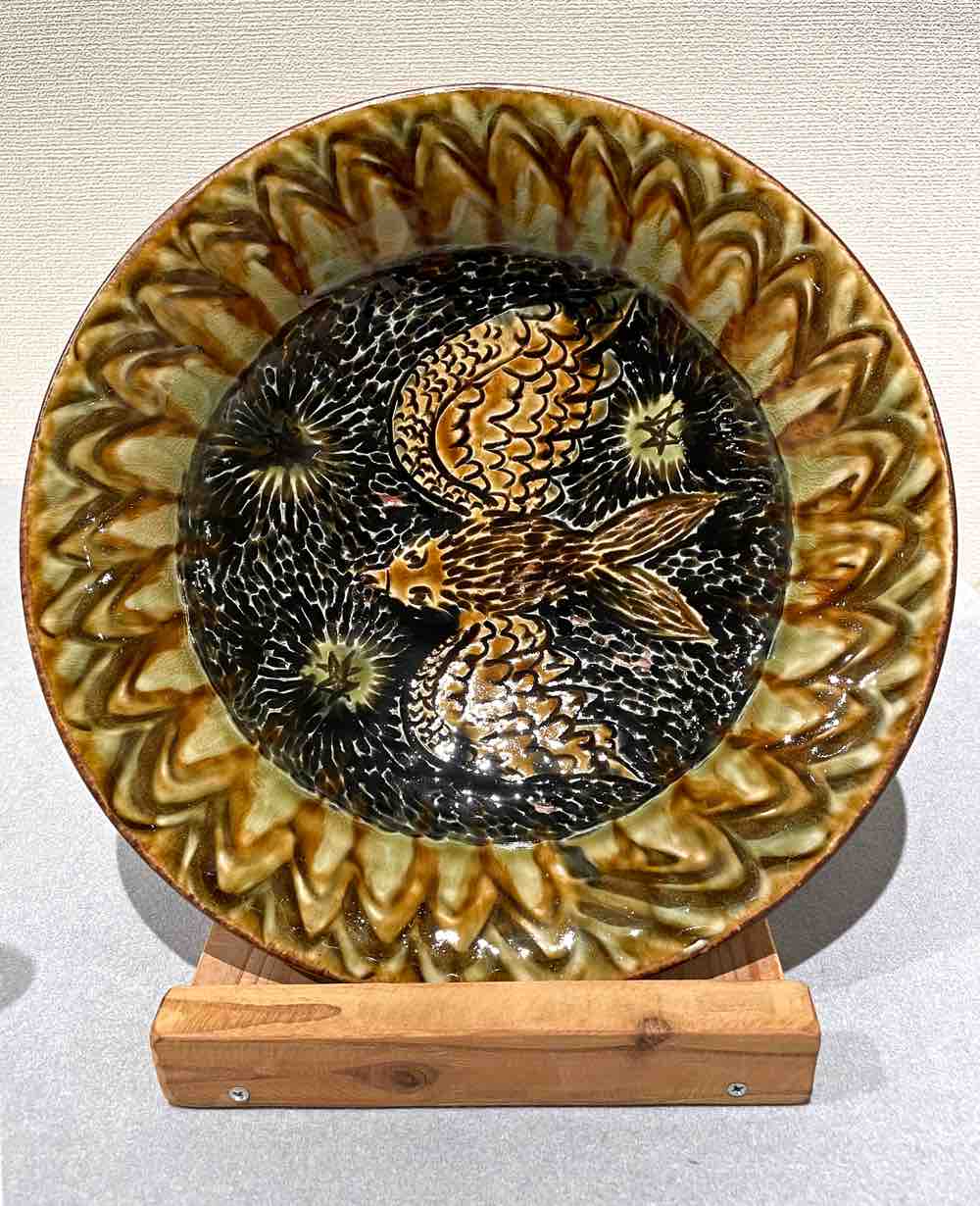 やちむん 山城窯 山城尚子さん 尺皿 大皿 丸紋