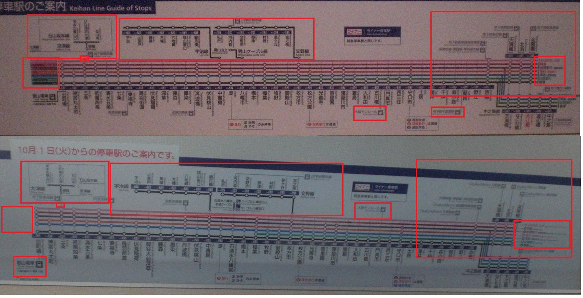 京阪線停車駅案内