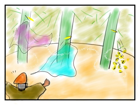 切った竹から