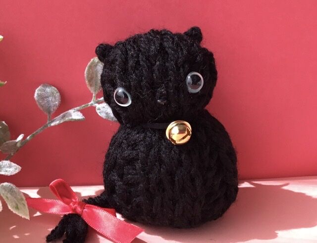 指編みでハロウィン 黒ネコちゃんのあみぐるみ 2 : ゆび編みの妖精ちゃんち
