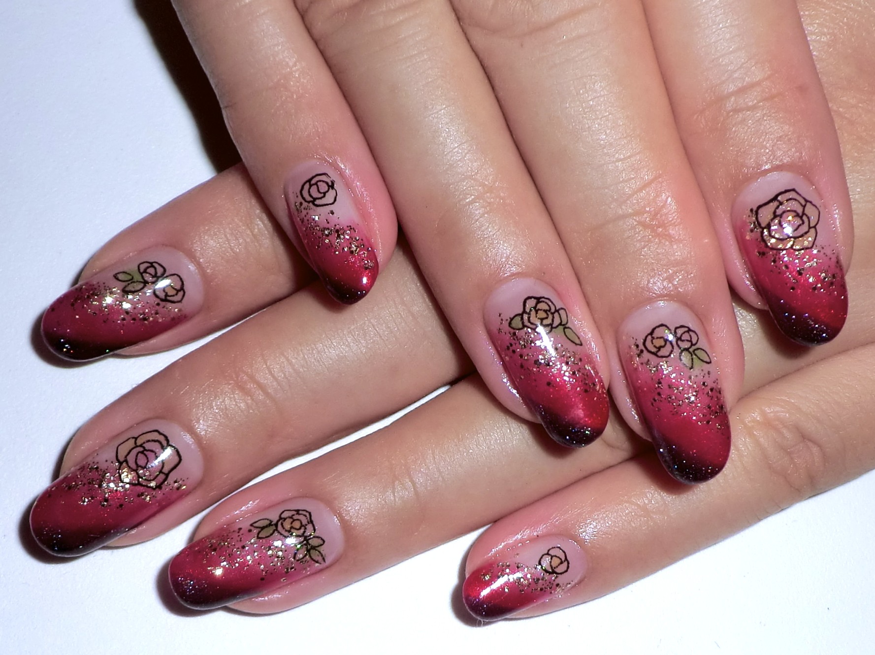 ボルドー系ダブル斜めグラデネイル Yucca Nail ネイルデザイン集 ボルドー系ダブル斜めグラデネイル Yucca Nail ネイルデザイン集