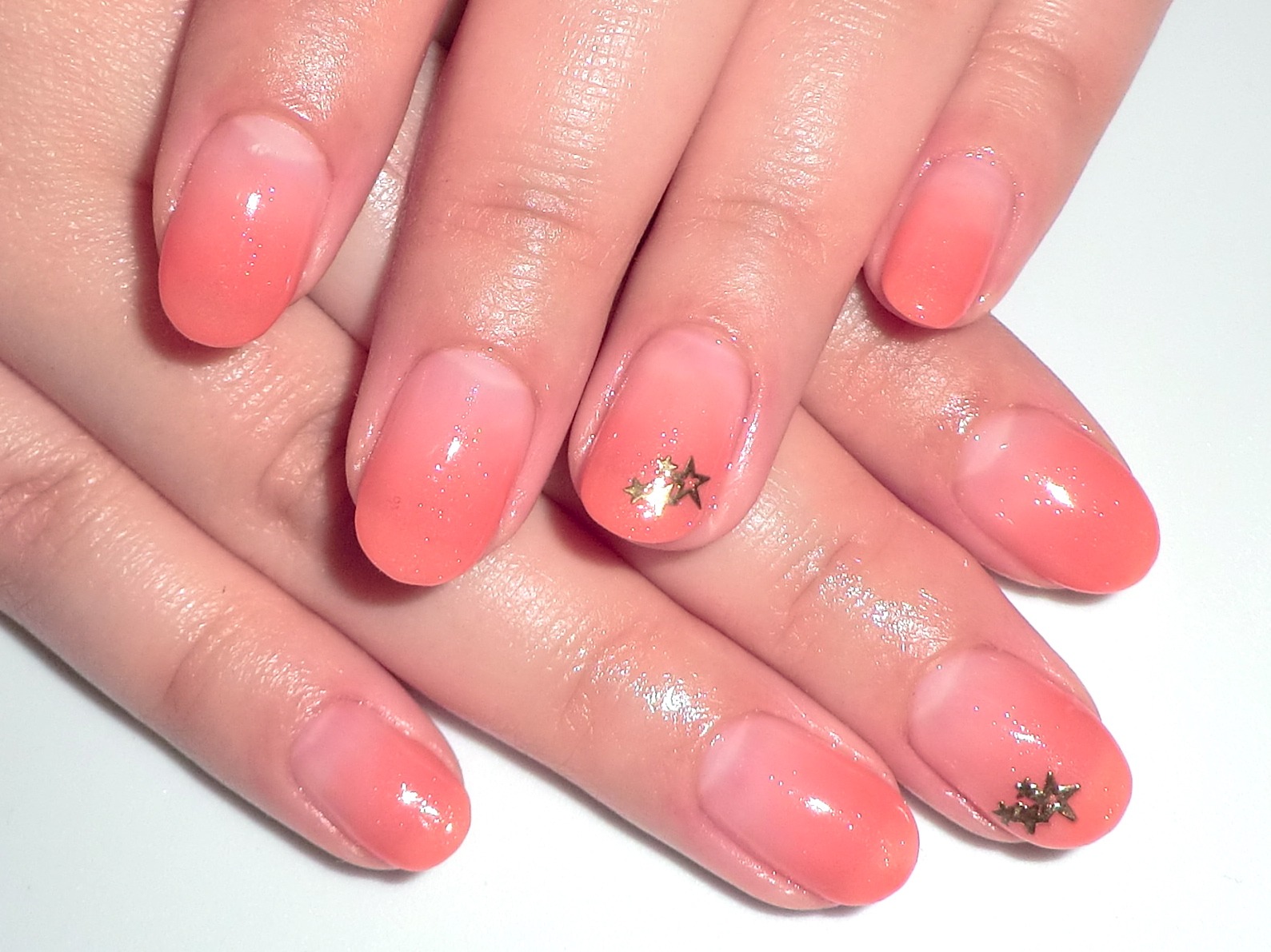 コーラルオレンジグラデネイル Yucca Nail ネイルデザイン集