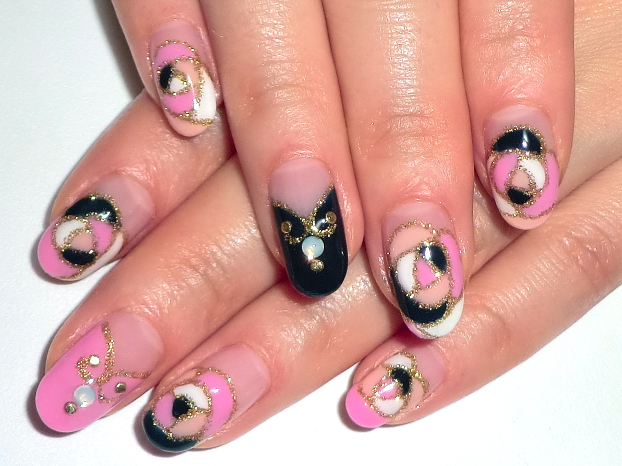 ピンク ネイビーカメリアネイル Yucca Nail ネイルデザイン集