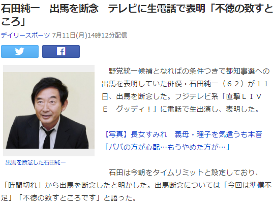 今日3-1 石田純一