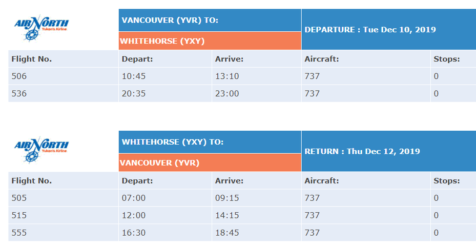 YVR-Whitehorse2 Wintertime