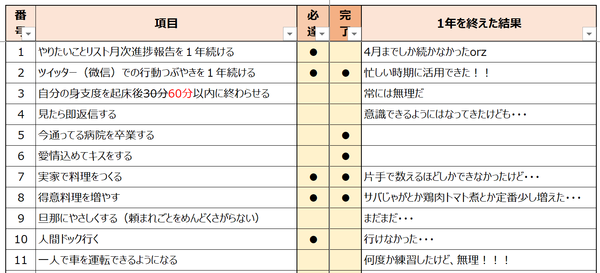 やりたいことリスト2018結果１