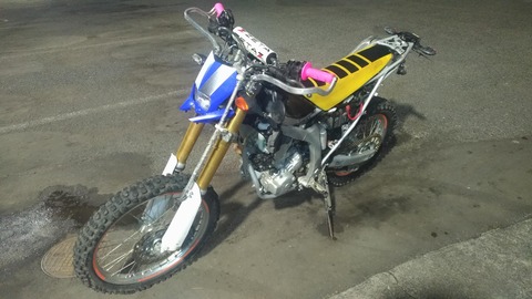 外装を外している状態のWR250Rの写真