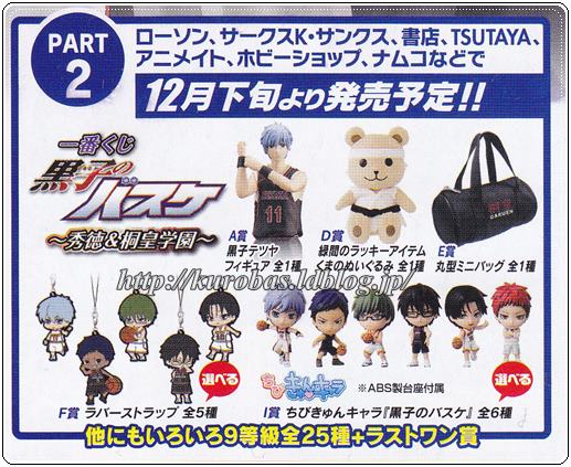 一番くじ 黒子のバスケ 秀徳 桐皇学園 おは朝くまさんのキセキ 12月発売 黒バス グッズレビュー 紹介 くろまにあ