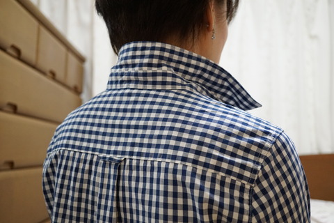 MUJIブルーチェックシャツ12