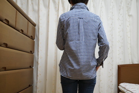 MUJIブルーチェックシャツ9