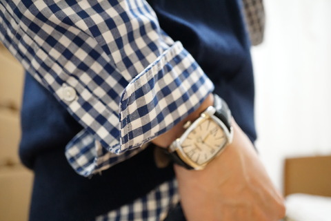 MUJIブルーチェックシャツ7