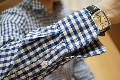 MUJIブルーチェックシャツ14