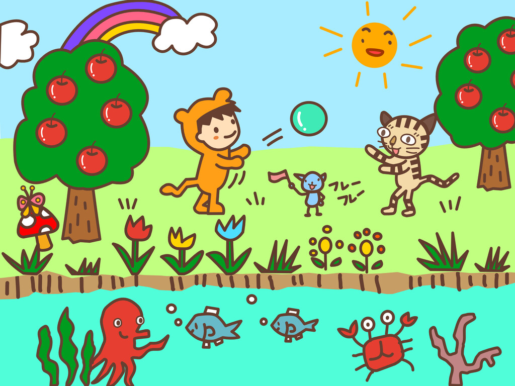 間違い探しのイラスト完成 ユックリッピ 絵本の木 ビオトープ 間違い探しのイラスト完成 ユックリッピ 絵本の木 ビオトープ