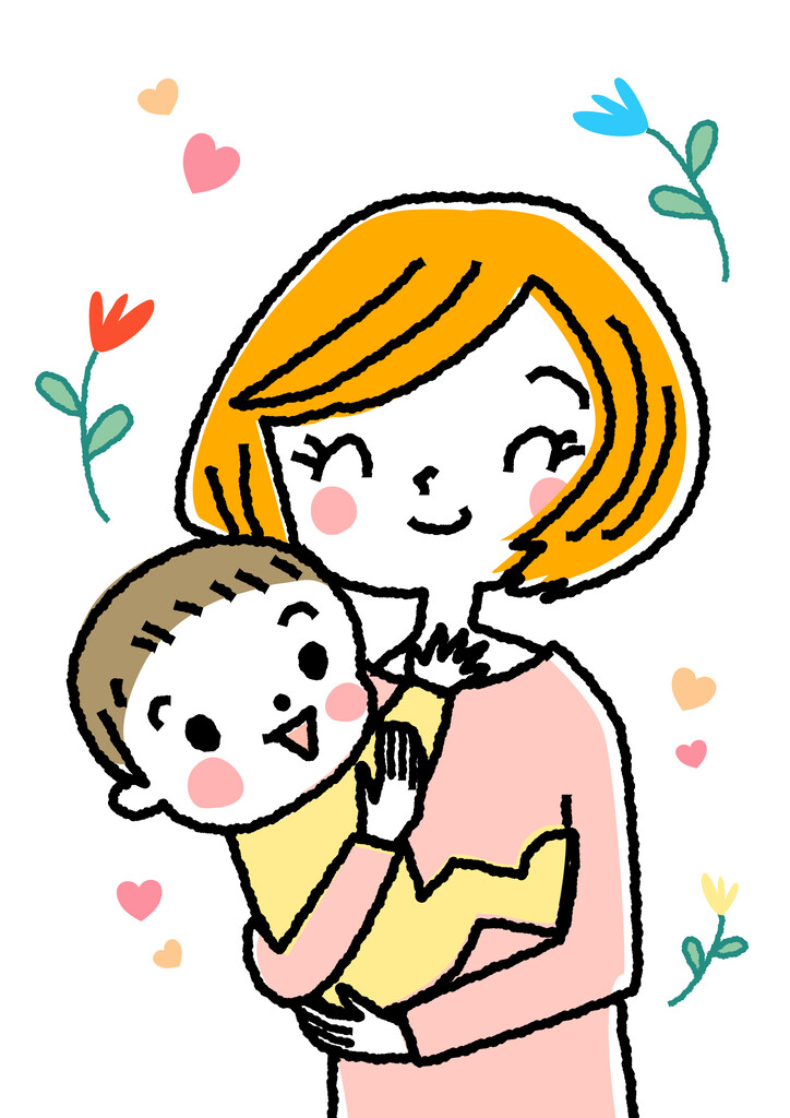 赤ちゃんを抱っこするお母さんのイラスト ユックリッピ 絵本の木 ビオトープ