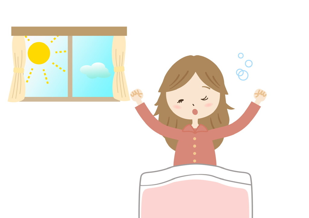寝起きの女の子のイラスト ユックリッピ 絵本の木 ビオトープ