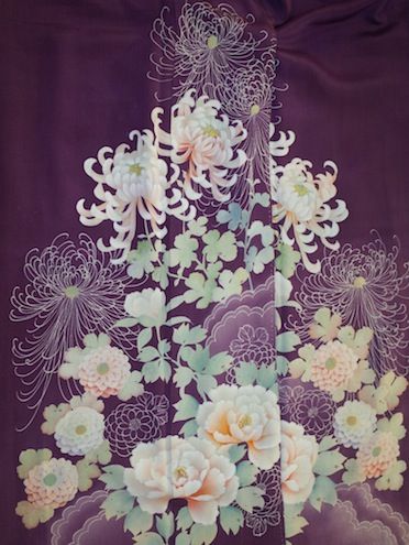 専用です☆白や紫の菊の花が可愛らしい☆アンティーク着物単品　女の子　正絹 69 紫に菊散らしの色留袖 : 気軽に楽しく美しく・銘仙の時代の女