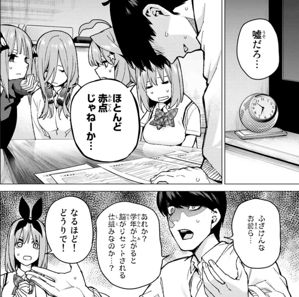 五等分の花嫁 第73話 新川中島感想 今度はフータローにノルマが 五つ子の家庭教師と自身の勉強を両立できるか 殻にこもってつぶやき乱反射