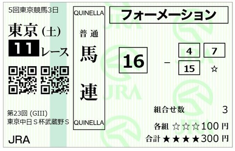 武蔵野S馬連