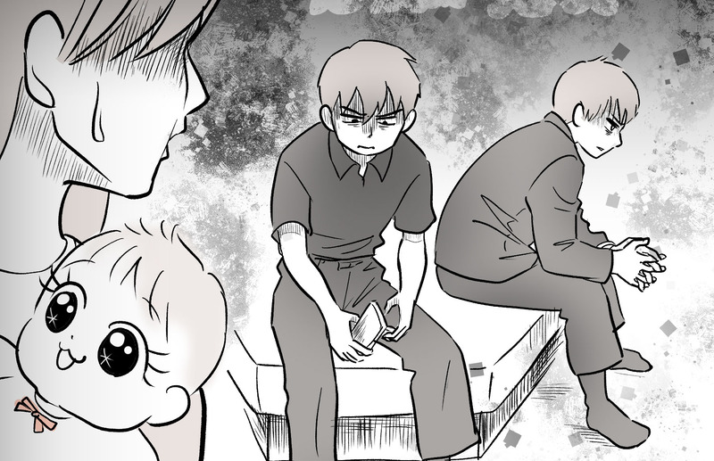 思春期男子と写真スタジオ