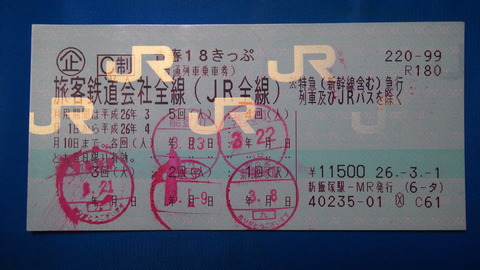 2014春の青春18きっぷ