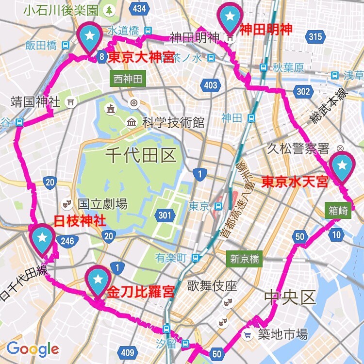 新五社を 円で結んで 縁結び 新 東京五社めぐり 1 ゆんろぐ