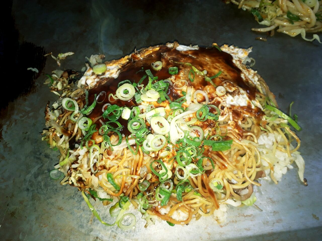 晩御飯 お好み焼きひらの そばライスすじこんお餅 おまけのごほうび 晩御飯 お好み焼きひらの そばライスすじこんお餅 おまけのごほうび
