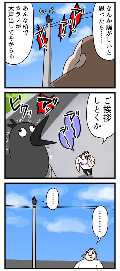 カラスにご挨拶してみた