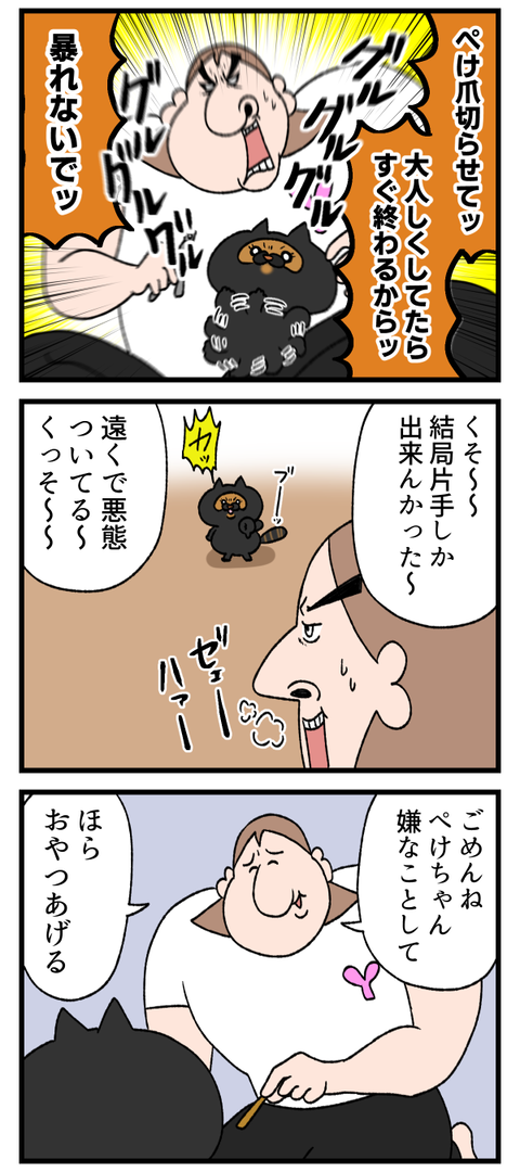 爪切り後は賄賂を与える