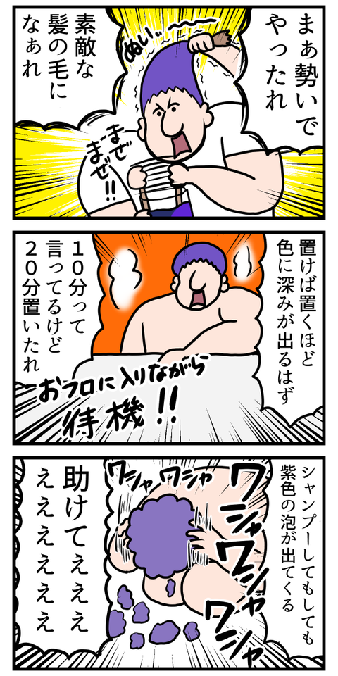 初めてのカラーバター使ったら染まりすぎてナス化2