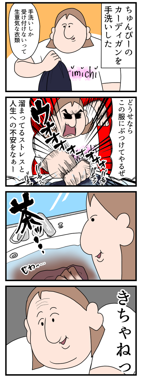 旦那のカーディガン手洗いしたらドブ水出来たよ