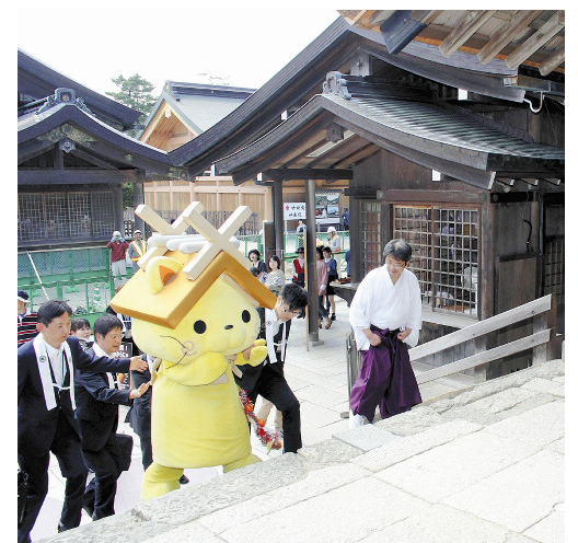 ゆるキャラ 出雲大社で神頼みニャ ゆるキャラｇｐ必勝祈願