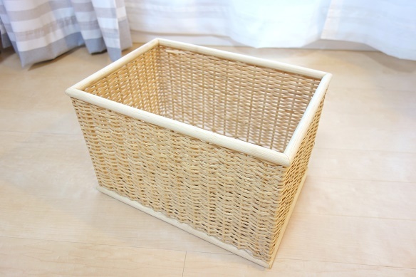 無印・重なるブリ材長方形バスケット・大②