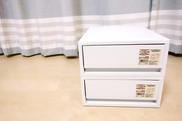 ポリプロピレンケース・引出式・浅型・ホワイトグレー (V)約幅26×奥行37×高さ12cm①