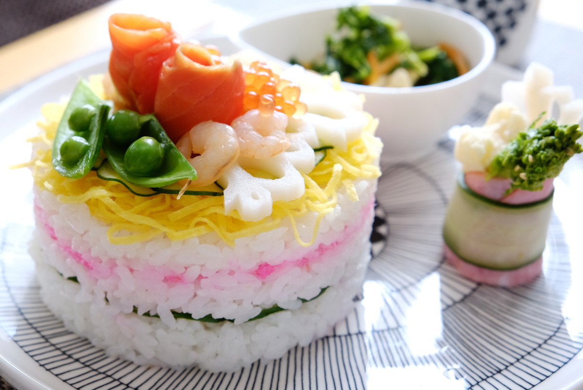 2021年3月ひな祭り・ちらし寿司ケーキ・ダイソー・セルクル型③