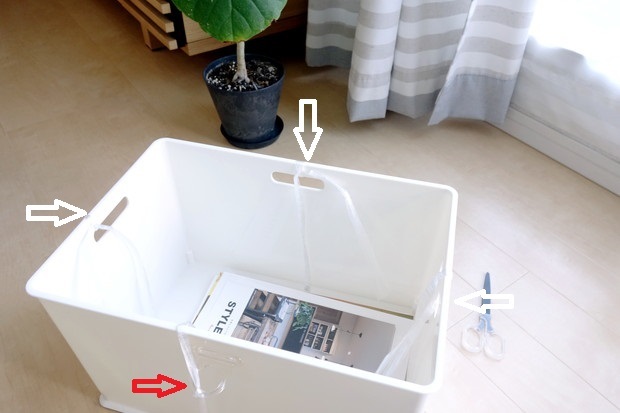 セリア・フィルムリングフック・ニトリ・インボックス・古紙収納①