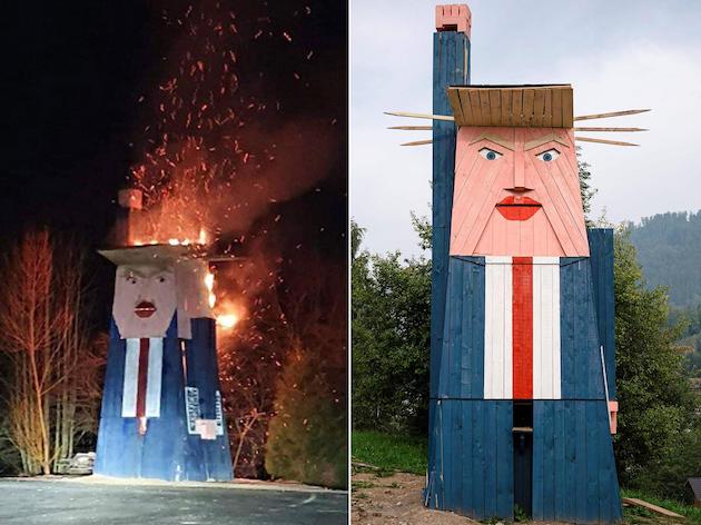 メラニア・トランプ 像 放火に関連した画像-06