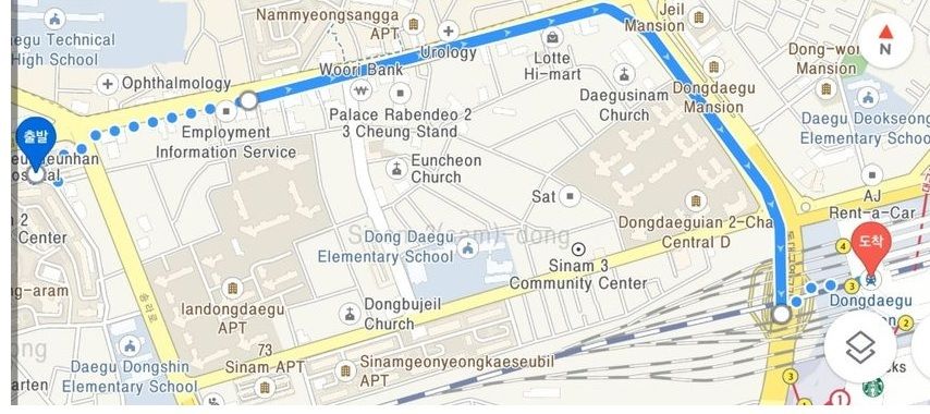 テヤンカルグクス→東大邸駅