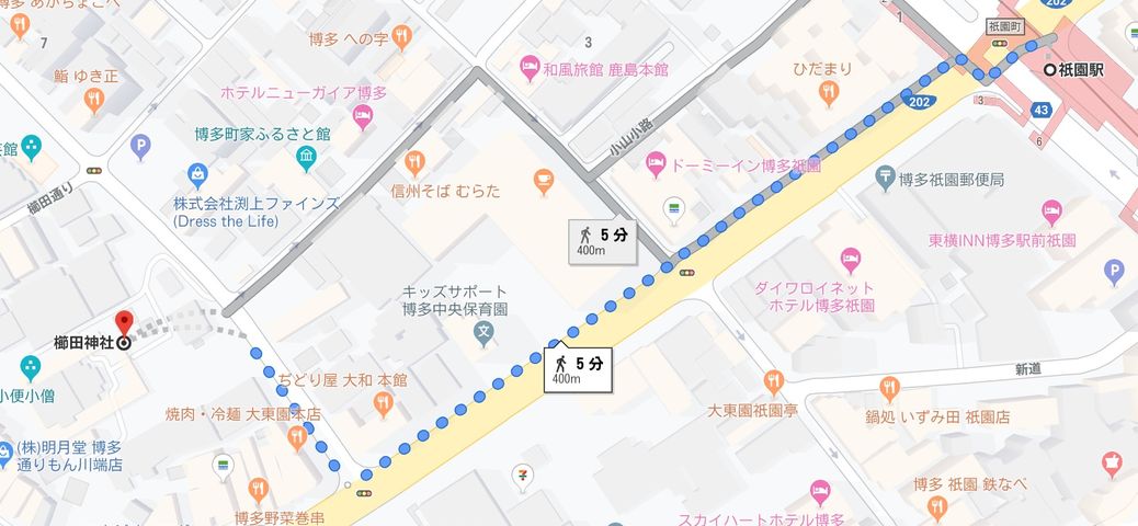 地下鉄祇園駅→櫛田神社