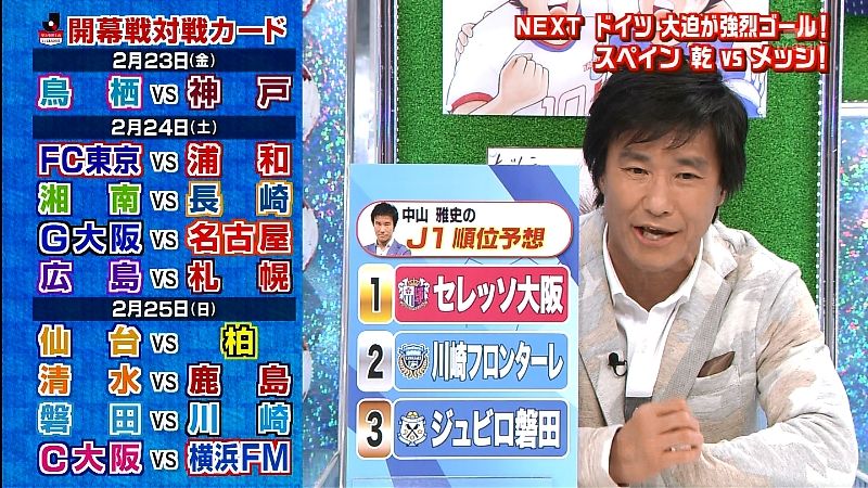 「やべっちF.C.」でゴン中山がJ1順位予想を発表　優勝はセレッソ大阪