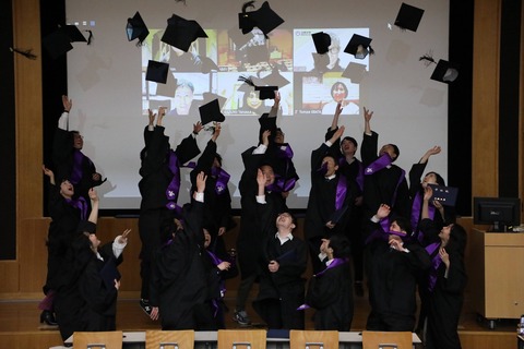 graduation hat toss