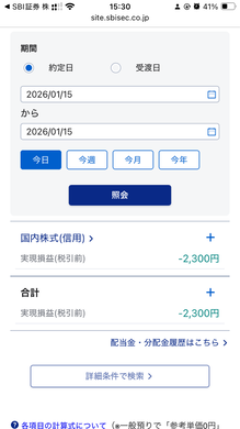 1月15日　デイトレ結果　-2300円　ほぼ相場見てるだけ