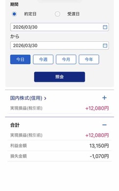 3月30日　デイトレ結果　+13150円　久しぶりの万勝ち