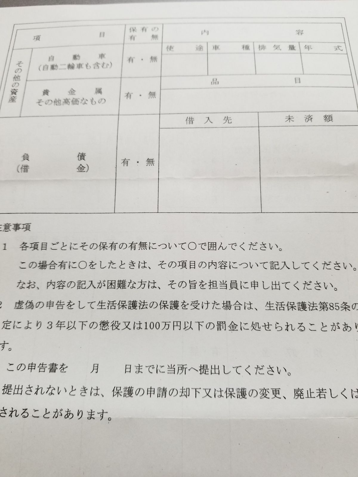 収入申告書 と 資産申告書 サクラの咲く頃 日常の幸せ