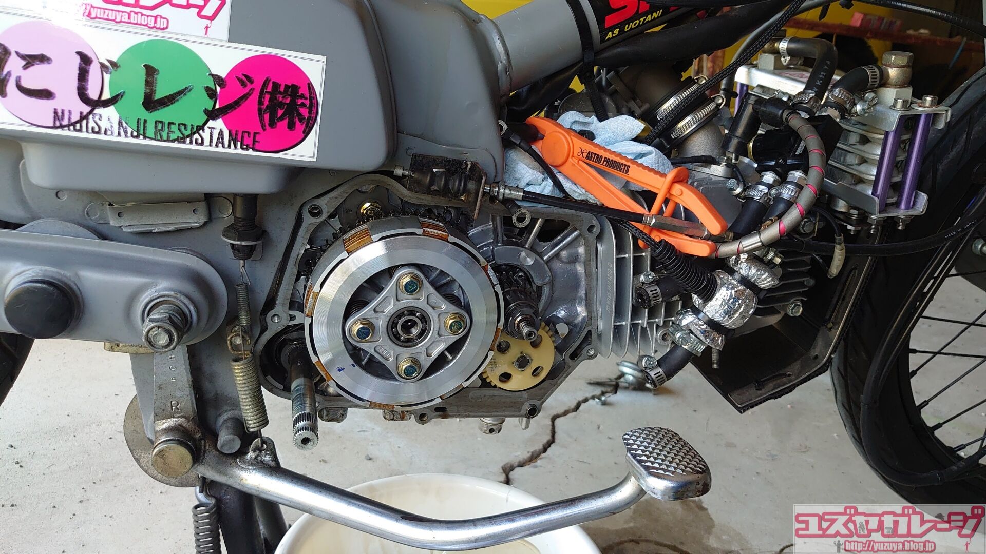 GPX125 W125-Gクラッチ側分解とカムチェーンテンショナー調整穴タップ 